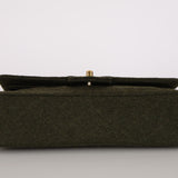 Rare Chanel 1987 Green Wool Medium Classic Flap 24KGP
