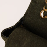 Rare Chanel 1987 Green Wool Medium Classic Flap 24KGP