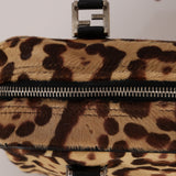 Fendi Cheetah Ponyhair Zip Twin Small Tote