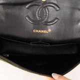Rare Chanel 1987 Green Wool Medium Classic Flap 24KGP