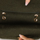 Rare Chanel 1987 Green Wool Medium Classic Flap 24KGP