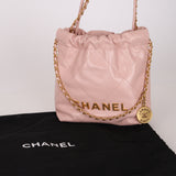 Chanel 2022 Pale Pink Calfskin Mini Hobo