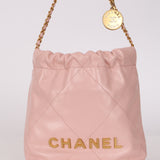 Chanel 2022 Pale Pink Calfskin Mini Hobo