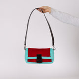Rare Fendi 25th Anniversary Paget Sheepskin Multicolor Lizard Baguette