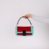 Rare Fendi 25th Anniversary Paget Sheepskin Multicolor Lizard Baguette