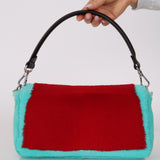 Rare Fendi 25th Anniversary Paget Sheepskin Multicolor Lizard Baguette