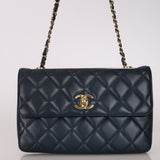 Chanel 2014 Navy Medium Lambskin Trendy CC Single Flap