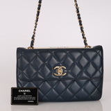 Chanel 2014 Navy Medium Lambskin Trendy CC Single Flap