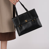Chanel 1990s Boxcalf CC Embossed Small Tote 24K GP