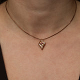 18K Yellow Gold Ruby and Diamond Triple Row Pendant Necklace