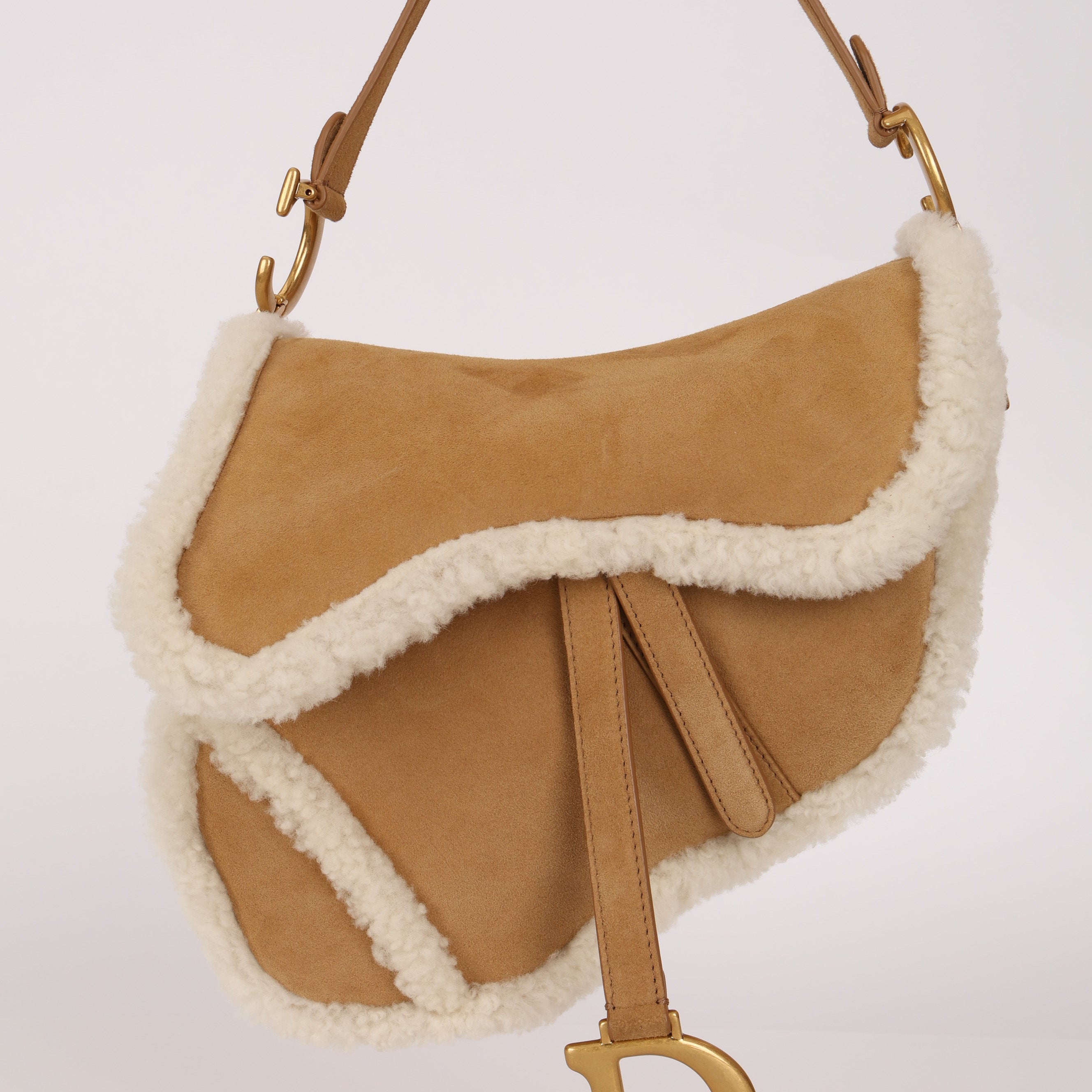 Limited Edition Dior 2020 Medium Shearling Saddle Bag