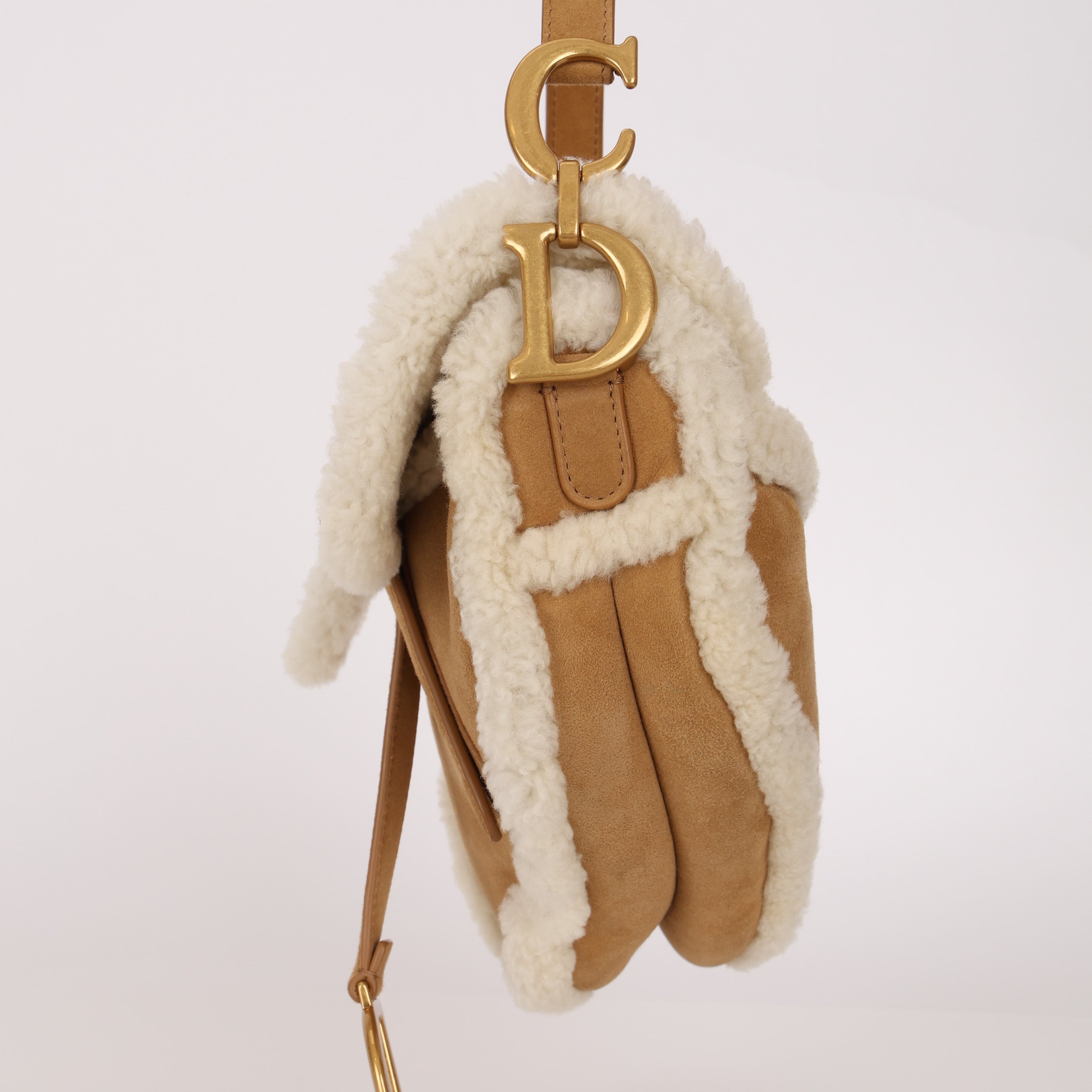 Limited Edition Dior 2020 Medium Shearling Saddle Bag