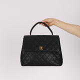 Chanel 1996 Caviar Jumbo Turnlock Kelly 24K GP