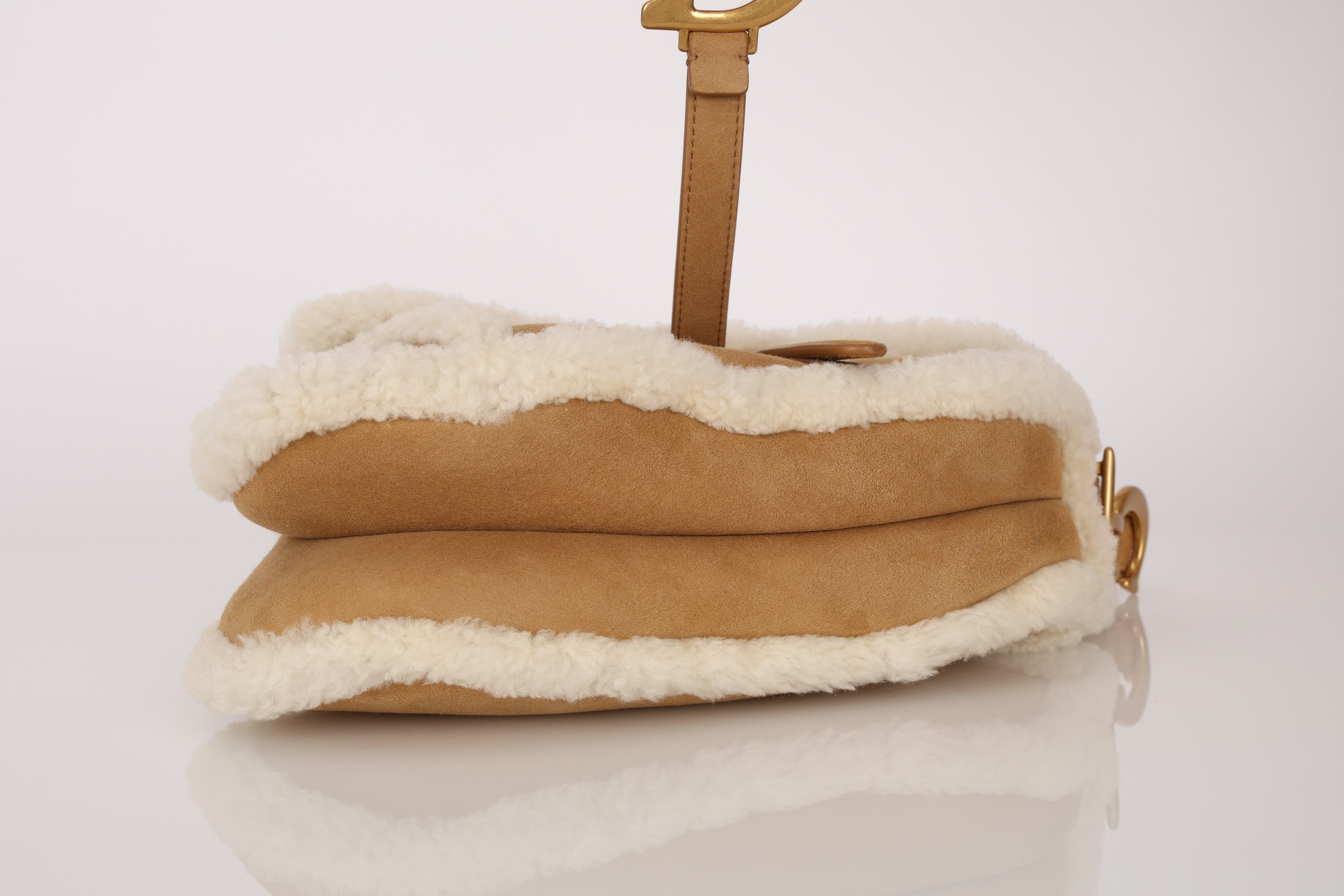 Limited Edition Dior 2020 Medium Shearling Saddle Bag