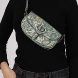 Dior 2022 Horizon Blue Calfskin Brocade East West Bobby Bag