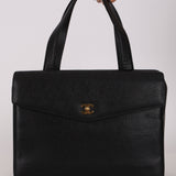 Chanel 1997 Caviar CC Turnlock Pocket Briefcase 24K GP