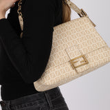 Fendi Cream Zucchino Chain Mamma Forever Baguette