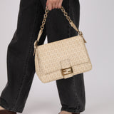 Fendi Cream Zucchino Chain Mamma Forever Baguette
