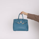 Hermès 2005 Clemence Bleu Jean Birkin 30 w/ PHW
