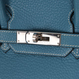 Hermès 2005 Clemence Bleu Jean Birkin 30 w/ PHW