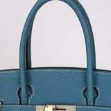 Hermès 2005 Clemence Bleu Jean Birkin 30 w/ PHW