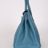 Hermès 2005 Clemence Bleu Jean Birkin 30 w/ PHW
