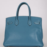 Hermès 2005 Clemence Bleu Jean Birkin 30 w/ PHW