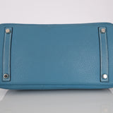 Hermès 2005 Clemence Bleu Jean Birkin 30 w/ PHW