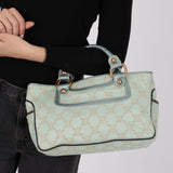 Celine Teal Macadam Lamé Small Boogie Bag