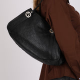 Gucci Leather Black Guccissima Monogram Twins Tote
