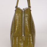 Prada Acid Green St. Cocco Embossed Crocodile Lucido Bauletto