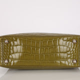Prada Acid Green St. Cocco Embossed Crocodile Lucido Bauletto