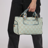 Celine Teal Macadam Lamé Small Boogie Bag