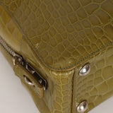 Prada Acid Green St. Cocco Embossed Crocodile Lucido Bauletto