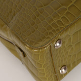Prada Acid Green St. Cocco Embossed Crocodile Lucido Bauletto