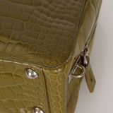 Prada Acid Green St. Cocco Embossed Crocodile Lucido Bauletto