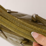Prada Acid Green St. Cocco Embossed Crocodile Lucido Bauletto