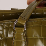 Prada Acid Green St. Cocco Embossed Crocodile Lucido Bauletto