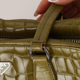 Prada Acid Green St. Cocco Embossed Crocodile Lucido Bauletto
