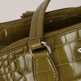 Prada Acid Green St. Cocco Embossed Crocodile Lucido Bauletto