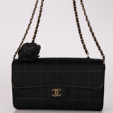 Rare Chanel 2004 Satin Camellia Mini Chocolate Bar Flap