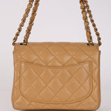 Rare Chanel 2004 Beige Caviar Mini Square Flap 24K GP