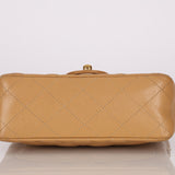 Rare Chanel 2004 Beige Caviar Mini Square Flap 24K GP