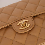 Rare Chanel 2004 Beige Caviar Mini Square Flap 24K GP