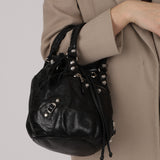 Balenciaga 2013 Black Arena Giant 12 Pompom Small Bucket Bag