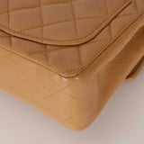 Rare Chanel 2004 Beige Caviar Mini Square Flap 24K GP