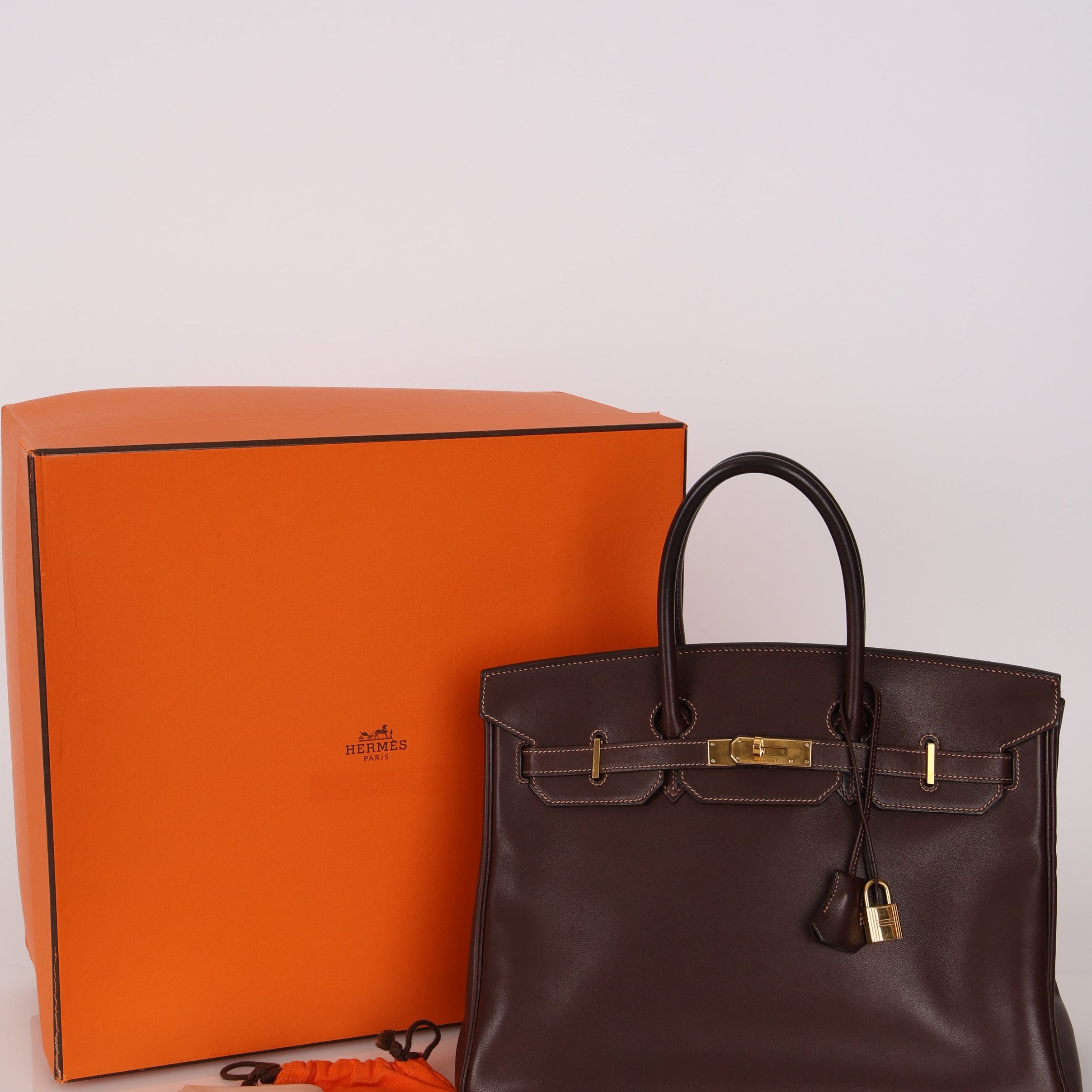 Hermès 2002 Havane Gulliver Birkin 35 Retourne GHW