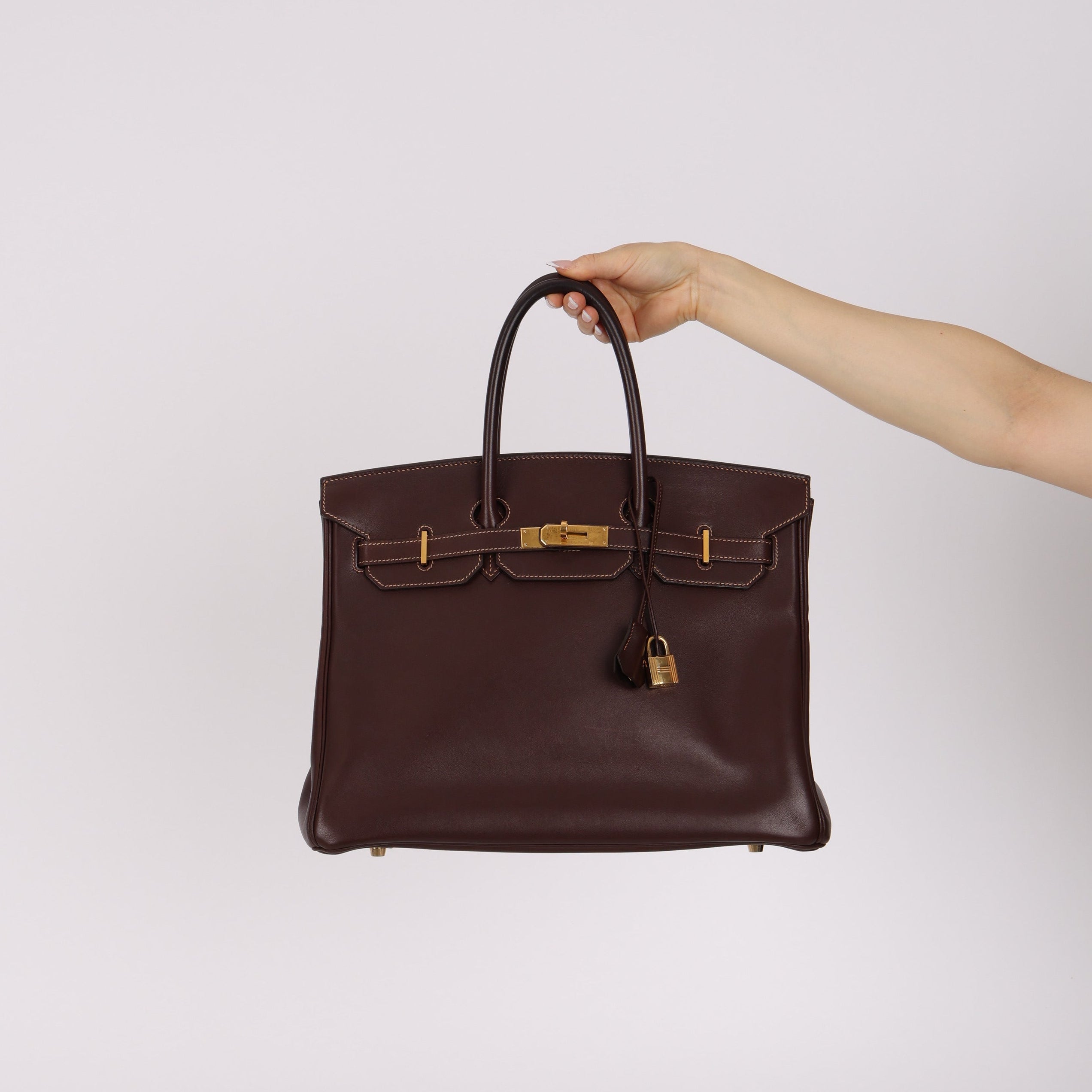Hermès 2002 Havane Gulliver Birkin 35 Retourne GHW