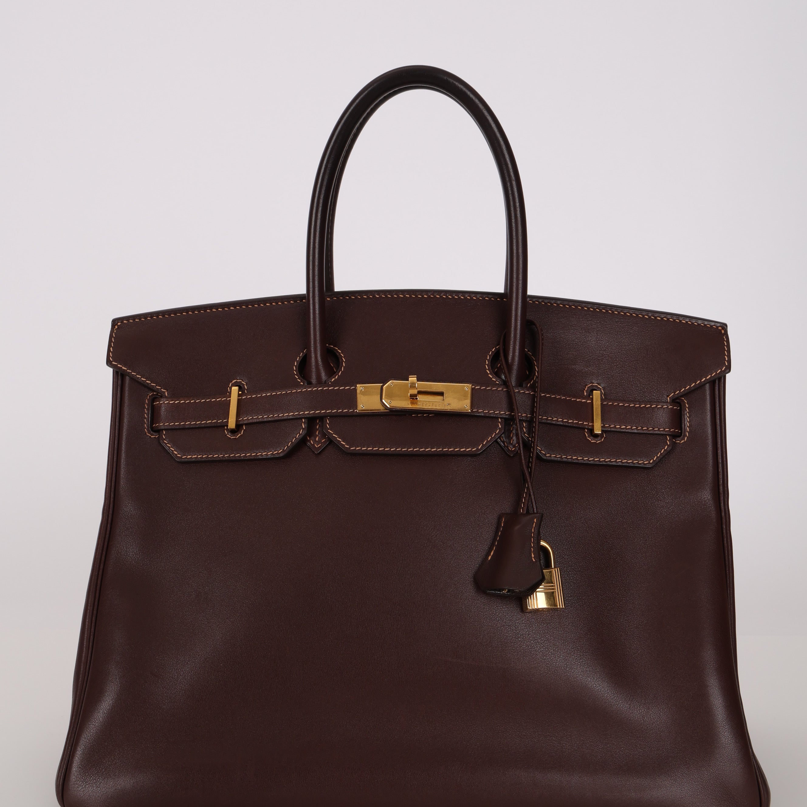 Hermès 2002 Havane Gulliver Birkin 35 Retourne GHW