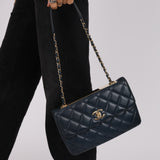 Chanel 2014 Navy Medium Lambskin Trendy CC Single Flap